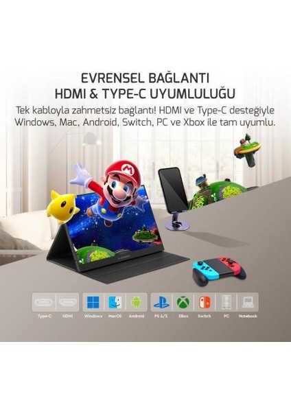 15.6" IPS Dokunmatık E15T 4ms 60HZ Mhdmı-Usbc Taşınabilir Monitör