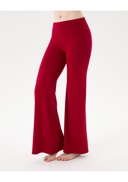 Kırmızı Şortlu Yoga Pantolon Ince Dökümlü Yoga Pantolon