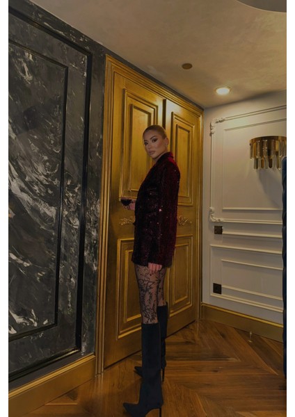 Bordo Pul Payet Blazer Ceket fiyatları