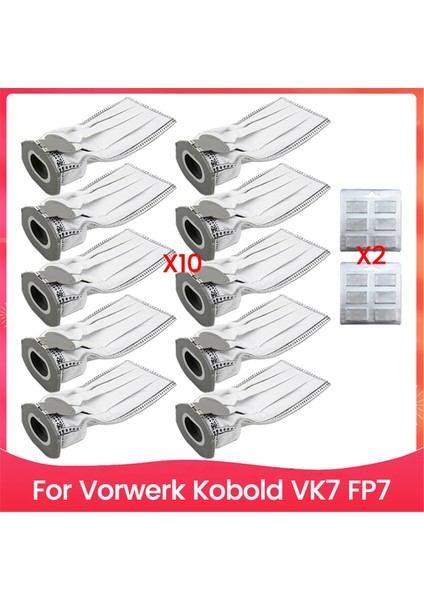 Vorwerk Kobold Vk7 Fp7 Elektrikli Süpürge Aksesuarları Yedek Parçaları Için 12 Adet Tek Kullanımlık Toz Torbası ve Koku Kitleri (Yurt Dışından)