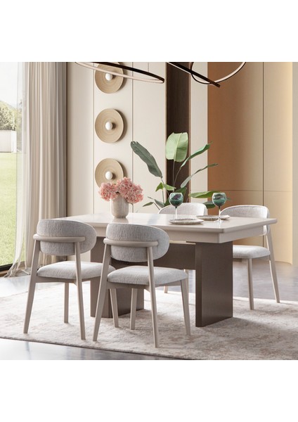 Zen 4 Sandalyeli Modern Yemek Masa Takımı