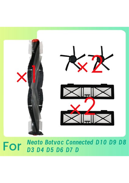 Neato Botvac Connected D10 D9 D8 D3 D4 D5 D6 D7 D Serisi D75 D80 D85 Parçaları Için 5 Adet Ana Yan Fırça Ultra Filtre (Yurt Dışından)