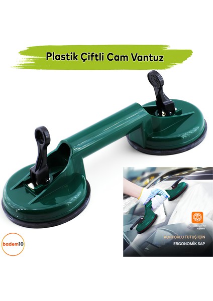 Çiftli Cam Vantuzu Vakumlu Fayans Ahşap Tutucu Taşıma Araba Kaporta Göcük Çektirme 2'li Plastik