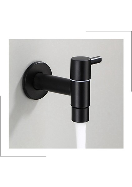 2x Mop Lavabo Musluğu 304 Paslanmaz Çelik Banyo Çamaşır Makinesi Açık Bahçe Tek Soğuk Su Musluğu (Siyah) (Yurt Dışından)