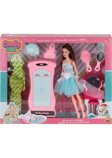 02453 Cindy Doll Dolaplı Makyaj Masalı Bebek