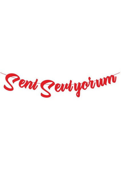 Kırmızı Metalize Seni Seviyorum Flaması - Romantik Aşk ve Sevgililer Günü Süsü