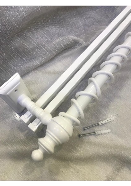 Çift Raylı Rustik Halkalı Perde Tutucu 3lü Perde Askısı Ahşap Başlık Metal Boru Ray fiyatları