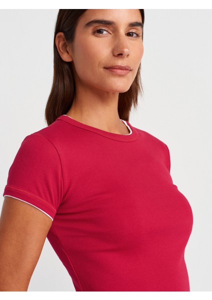 31750 Kontrast Kısa Kollu Tshirt-Beyaz modelleri