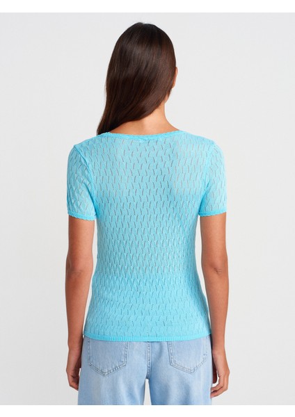 10730 Açık Bisiklet Yaka Ajurlu Fiyonk Detaylı Ince Triko Bluz-Kahve fiyatları