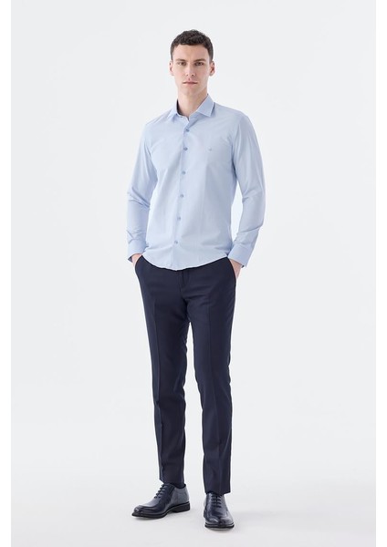 Açık Mavi Slim Fit Klasik Yaka Uzun Kol Klasik Model Gömlek fiyatları