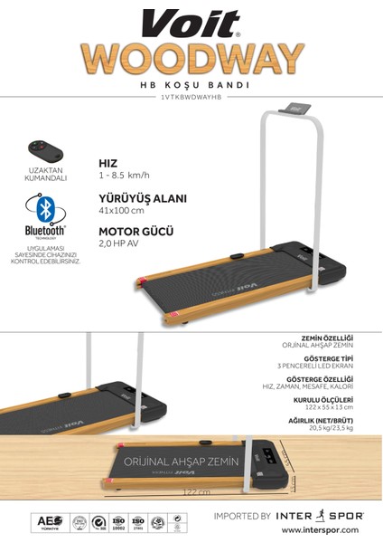 Woodway Ultra Ince Yürüyüş Bandı Handlebarlı New