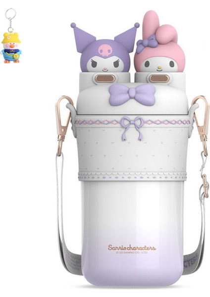 Kulomi Termos Bardağı Sevimli ve Süper Sevimli Çift Içecek Tükürük Bardağı, Taşınabilir Saman Bardağı, Çapraz Vücuda Taşınabilir (Yurt Dışından)