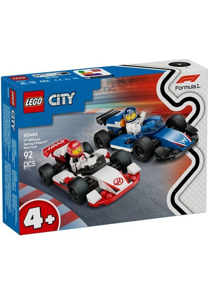 60464 LEGO City F1 Williams Racing ve Haas F1 Yarış Arabaları 92 Parça +4 Yaş