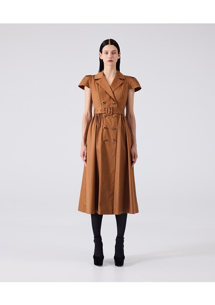 Metal Düğmeli Poplin Elbise MW6240002051146