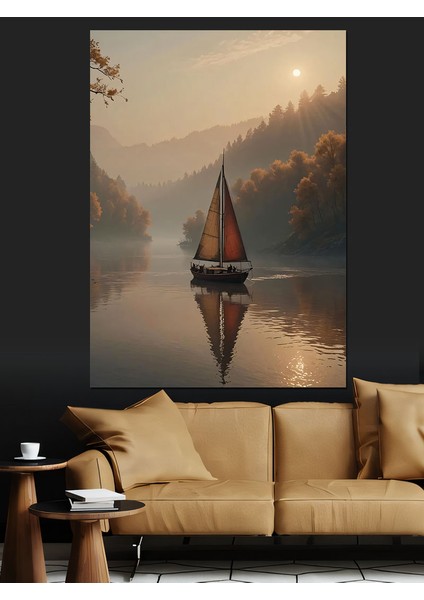 Gölde Yelkenli Dekoratif Kanvas - Mdf Ahşap Tablo fiyatları