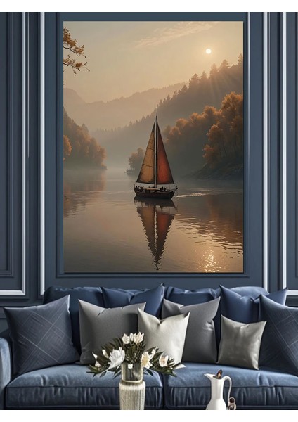 Gölde Yelkenli Dekoratif Kanvas - Mdf Ahşap Tablo modelleri
