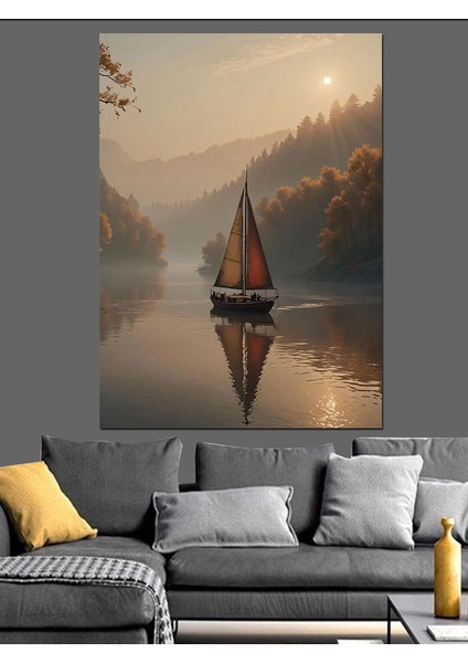 Gölde Yelkenli Dekoratif Kanvas - Mdf Ahşap Tablo fırsatları