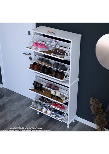 UMAY' 2 Li Antre Hol 72x 168 x 25, 5 cm’ lik 4 Düşer Kapak 8 Göz Raf Bölmeli Ayakkabılık fiyatları
