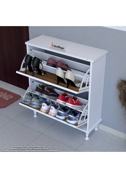 UMAY Kapı Önü 72 x 90 x 25, 5 cm’ lik 2 Düşer Kapak 4 Göz Bölmeli Ayakkabılık fiyatları