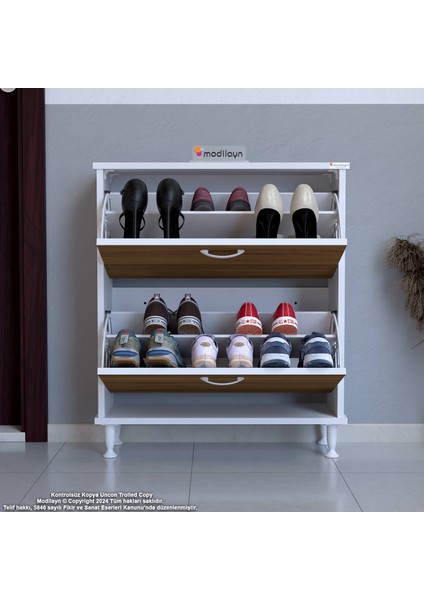 UMAY Kapı Önü 72 x 90 x 25, 5 cm’ lik 2 Düşer Kapak 4 Göz Bölmeli Ayakkabılık modelleri