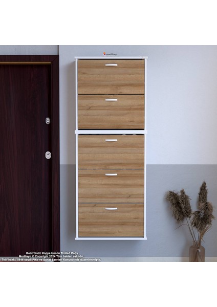 VARBİ UMAY' 2 Li Asma Kapı Önü 72x193x26 cm 5 Düşer Kapak 10 Bölmeli Ayakkabılık