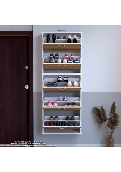 VARBİ UMAY' 2 Li Asma Kapı Önü 72x193x26 cm 5 Düşer Kapak 10 Bölmeli Ayakkabılık modelleri