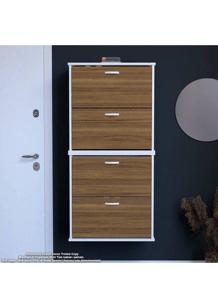 UMAY' 2 Li Asma Antre Hol 72x 156x 26 cm’ lik 4 Düşer Kapak 8 Raf Bölmeli Ayakkabılık