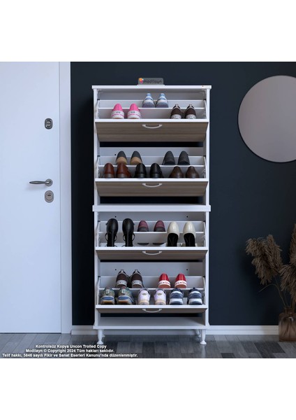 UMAY' 2 Li Antre Hol 72 x 168x 25, 5 cm’ lik 4 Düşer Kapak 8 Göz Raf Bölmeli Ayakkabılık modelleri