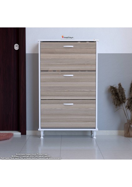 Varbi Kapı Önü 72 x 119X 25, 5 Cm’ Lik 3 Düşer Kapak 6 Göz Raf Bölmeli Ayakkabılık