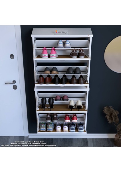 UMAY' 2 Li Asma Antre Hol 72x 156x 26 cm’ lik 4 Düşer Kapak 8 Raf Bölmeli Ayakkabılık fırsatları