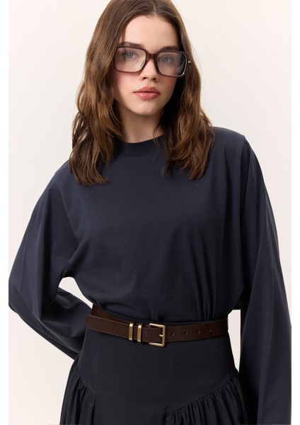 Uzun Kollu Kısa Tshırt Lacivert fırsatları