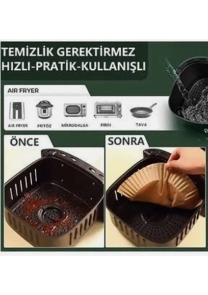 Airfryer Pişirme Kağıdı Fritöz Kağıdı Fırın Kağıdı Tek Kullanımlık 50 Adet Pişirme Kağıdı