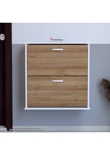 UMAY Asma Kapı Önü 72 x 78 x 25, 5 cm’ lik 2 Düşer Kapak 4 Göz Bölmeli Ayakkabılık