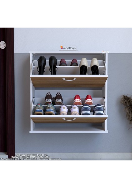 UMAY Asma Kapı Önü 72 x 78 x 25, 5 cm’ lik 2 Düşer Kapak 4 Göz Bölmeli Ayakkabılık modelleri