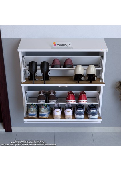 UMAY Asma Kapı Önü 72 x 78 x 25, 5 cm’ lik 2 Düşer Kapak 4 Göz Bölmeli Ayakkabılık fırsatları