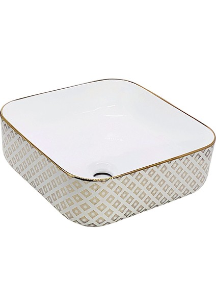 Desenli Seramik Tezgah Üstü Çanak Lavabo