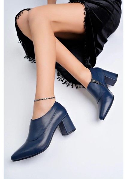 Tarçın Hakiki Deri Klasik Günlük Kadın Topuklu Ayakkabı TRC71-0102