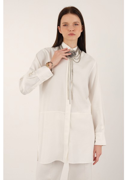 Basic Tensel Gömlek Ekru