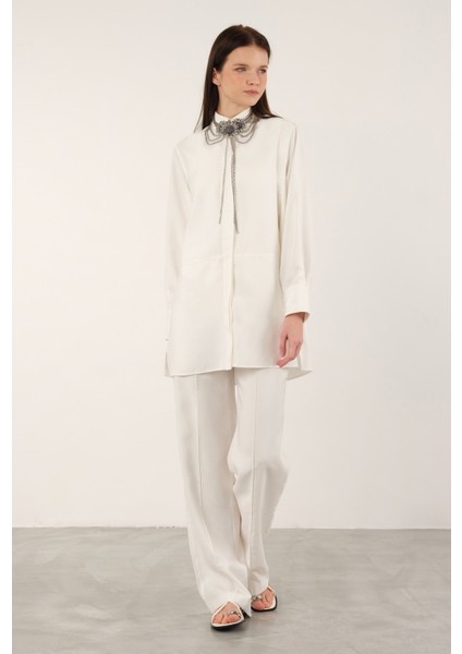 Basic Tensel Gömlek Ekru