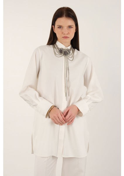 Basic Tensel Gömlek Ekru