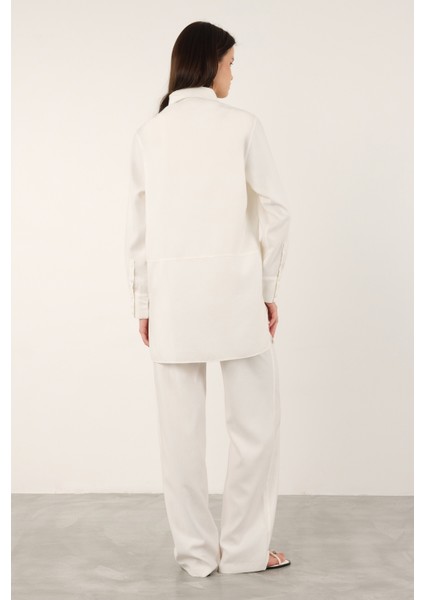 Basic Tensel Gömlek Ekru