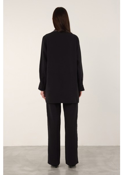 Tensel Boru Paça Pantolon Siyah