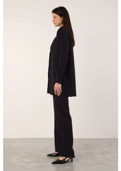 Tensel Boru Paça Pantolon Siyah