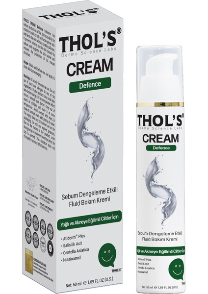 "thol's Cream Defence (TB22) Fluid Bakım Kremi- 50 ml Yağlı ve Akneye Eğilimli Ciltler Için Sebum Dengeleme Etkili Fluid Bakım Kremi "