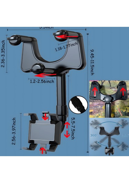 360° Dönebilen Geri Çekilebilir Araba Telefon Tutacağı (Yurt Dışından) modelleri