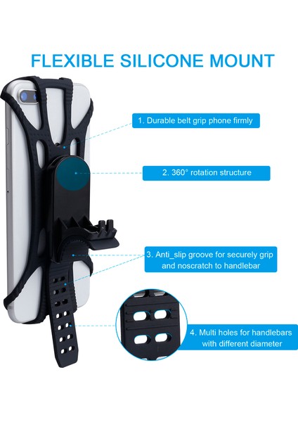 Bisiklet Telefon Tutacağı 360° Dönüşümlü 4.0'' - 6.7'' Telefonlar Için Evrensel (Yurt Dışından) indirimleri