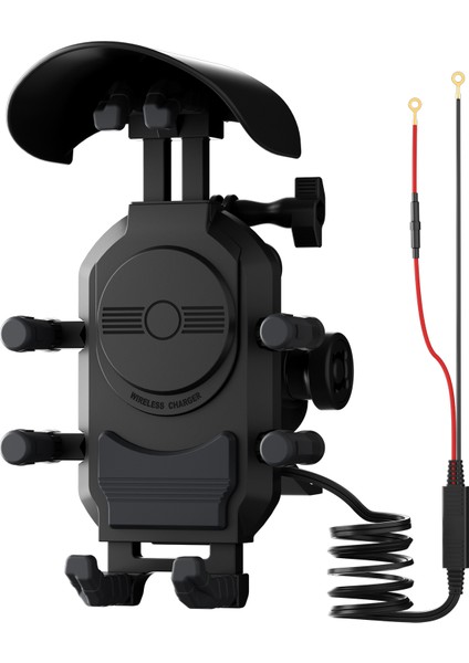 Motosiklet Telefon Tutucu 15W Kablosuz Şarj 360° Dönüş (Yurt Dışından)