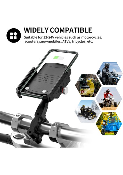 Motosiklet Telefon Tutacağı 15W Kablosuz Şarj 360° Dönebilen (Yurt Dışından) fiyatları
