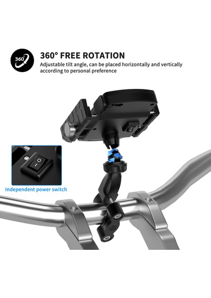 Motosiklet Telefon Tutacağı 15W Kablosuz Şarj 360° Dönebilen (Yurt Dışından) indirimleri