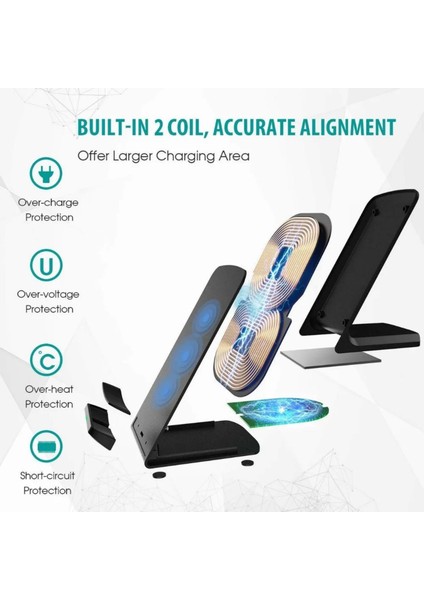 15W Kablosuz Şarjlı Çift Bobinli Telefon Standı (Yurt Dışından) fiyatları